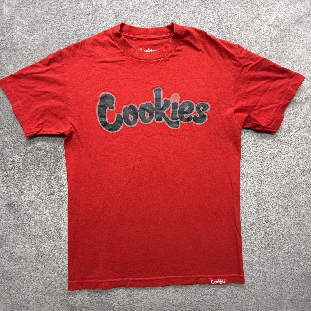 Cookies Shirt Mens‎ Medium Red Logo Graphic Streetwear Tee Cotton Tagless Casual